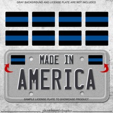 8x Thin Blue Line Mini Sticker Decals Car License Plate Police Officers Truck
