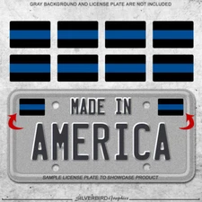 8x Thin blue line mini sticker decals car license plate police officers truck