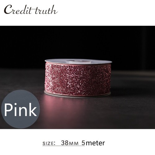 5M Glitter Sequin Velvet Ribbon Trim Webbing Bouquet Gift Decor Bowknot Craft - Picture 11 of 23