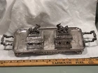 Ornate Silver Plated figural Foo Dog inkwell aesthetic bug dragon handles