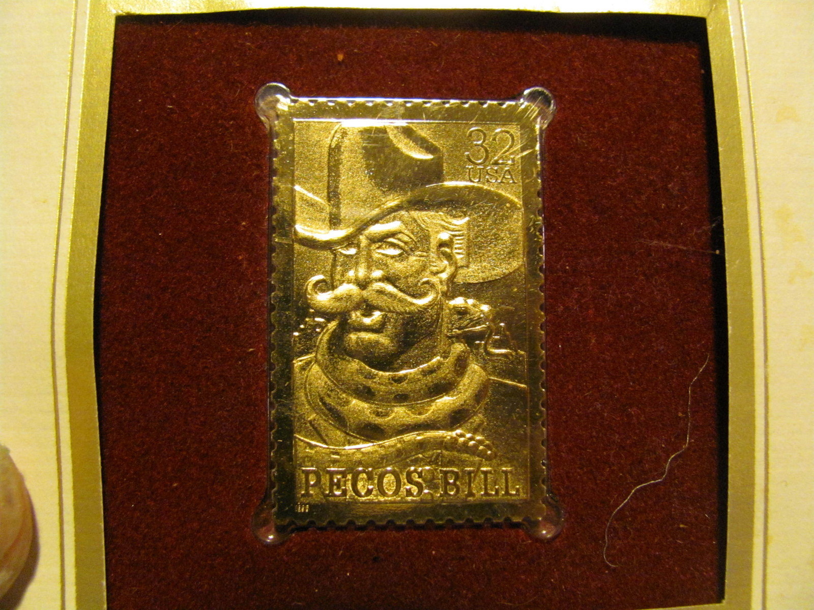 1st day issue stamp Pecos Bill, folk heroes, gold tone eBay