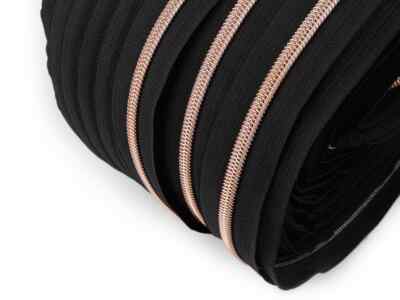 Reißverschluss endlos schwarz rosegold 5/10/50 Zipper Sonderedition 6mm Spirale