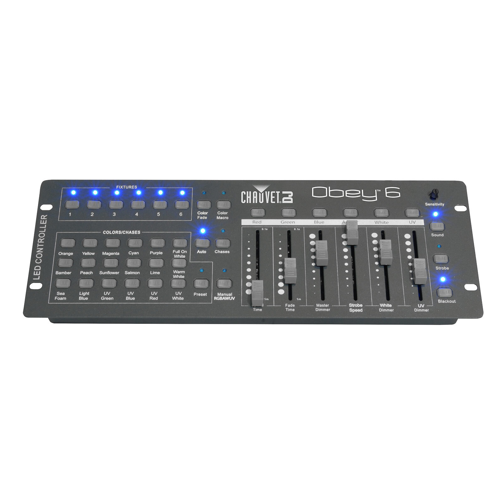 Chauvet DJ Lighting Подчиняется 6 универсальным контроллерам DMX-512 Wash Light Controller RGBAW+UV