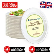 Oval Super Rigid Strong Bagasse Disposable Party Plates Biodegradable