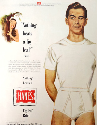 Hanes Fig Leaf Brief Underwear Mens Fashion Vintage 1949 Ad Magazine Print