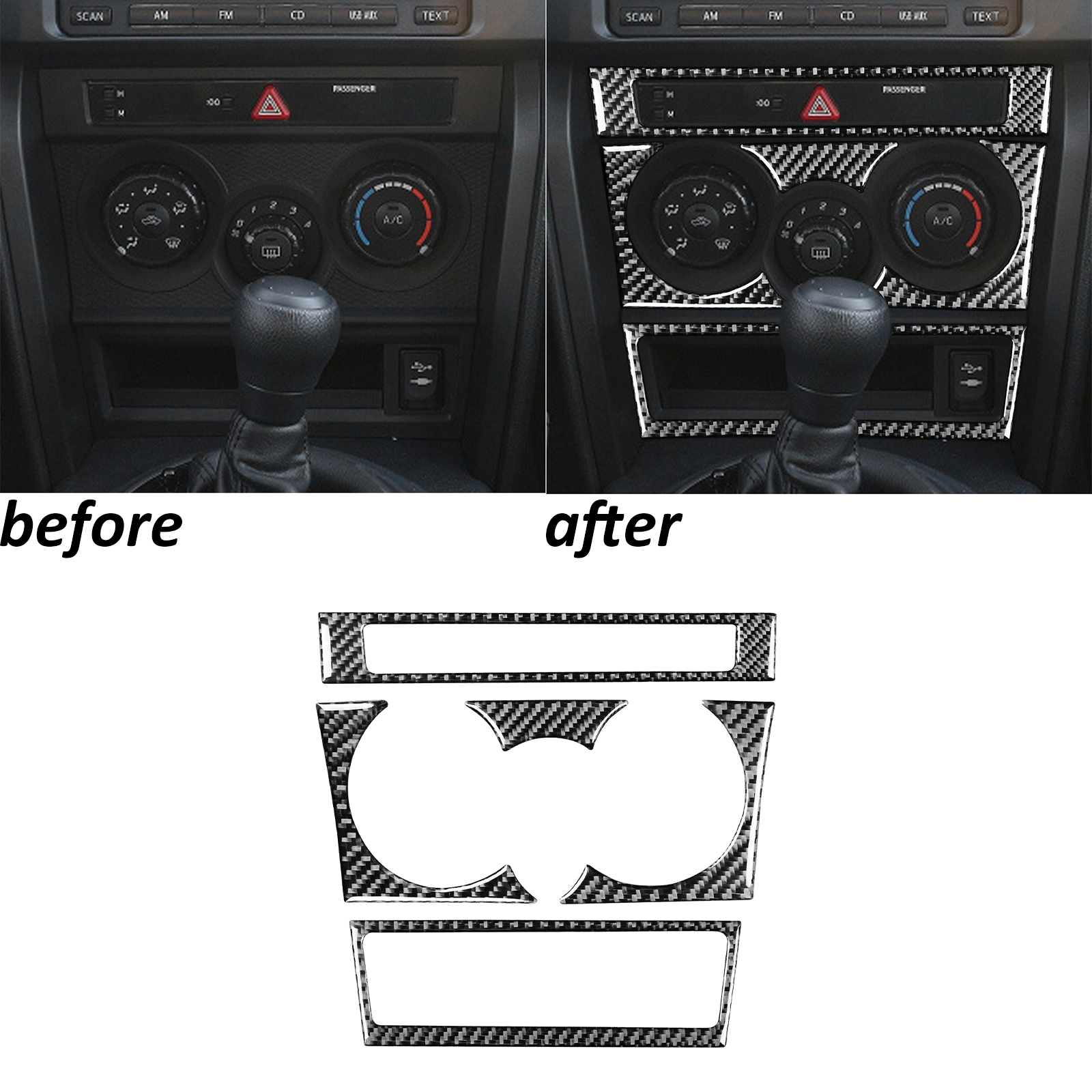 5Pcs Real Carbon Fiber Console Panel Trim for 2017-19 Subaru BRZ 86