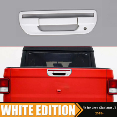  White Car Rear Tailgate Door Handle Cover for Jeep Gladiator JT 20+ w/Key Hole