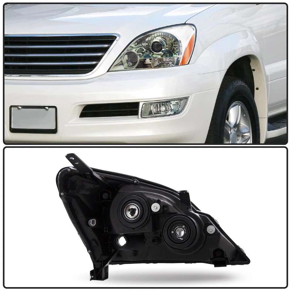 Headlight Assembly For 2003-2009 Lexus GX470 Chrome W/O Sport Package L+R Pair - Image 3 of 4