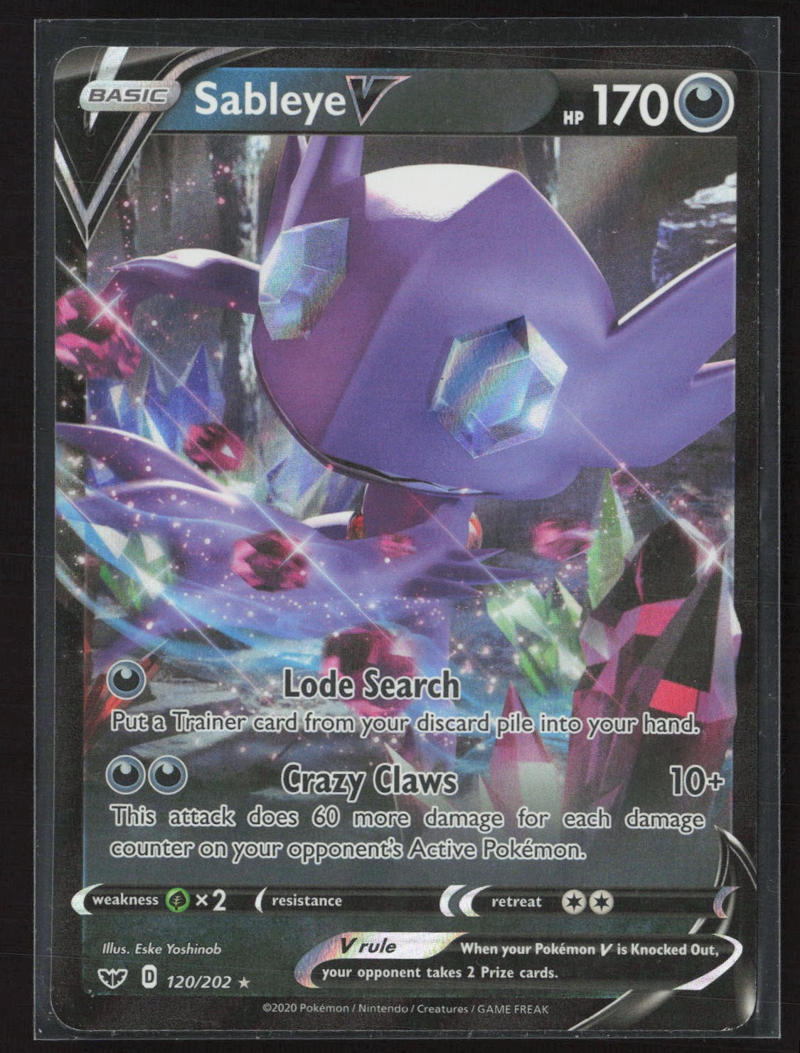 Sableye V 120/202 Holo V Rare Sword & Shield Pokemon Near Mint