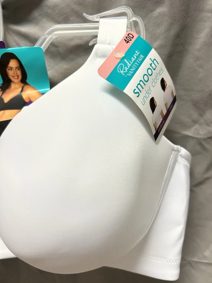 Sujetador para mujer Vanity Fair suavizante radiante sin cables talla 40D blanco estilo 71381 Foto 4 de 4