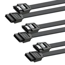 SATA Cable III for SSD HDD Data,3 PCS 6Gbps Straight Angle 15 Inch Sa