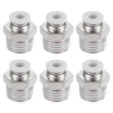 6Pcs Pneumatic Fittings, Tube 4mm OD x 1/4" NPT for Quick Connect