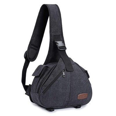 Canvas Sling Bag DSLR Lens Anti-theft Backpack Shoulder Crossbody Case with T...