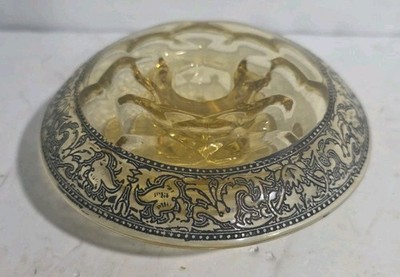 Victorian Bordered Candle Holder Rolled Edge Yellow 
