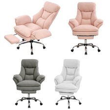 Teddy Fleece Swivel Office Chair Reclining with Footrest Criss Cross Legged Seat