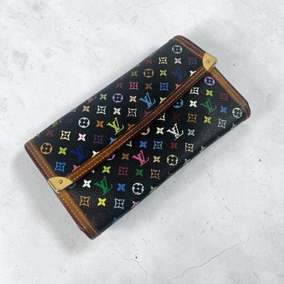 Louis Vuitton Monogram Long Wallet Multicolor Porto Black Pre-owned From Japan