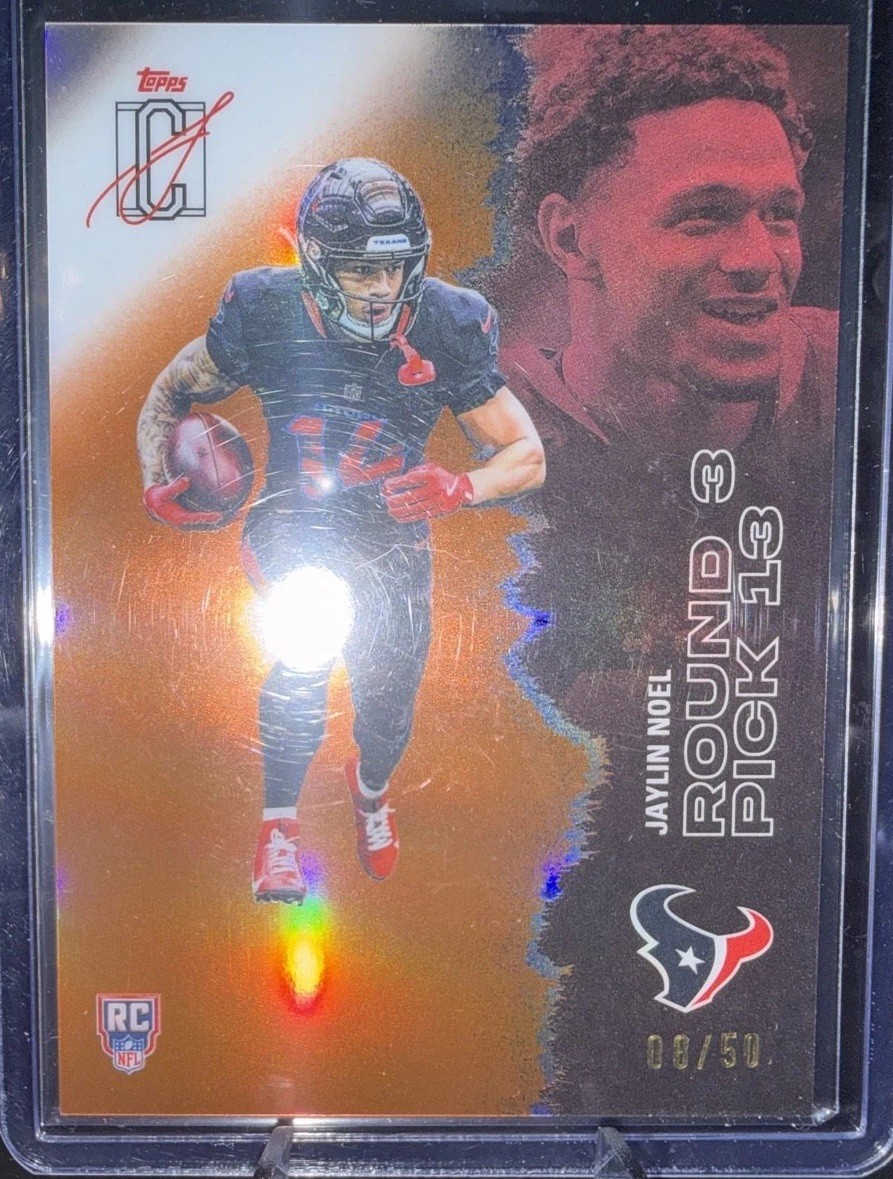 2025 Topps Signature Class Jaylin Noel Chrome Orange /50 Rookie RC Texans #208