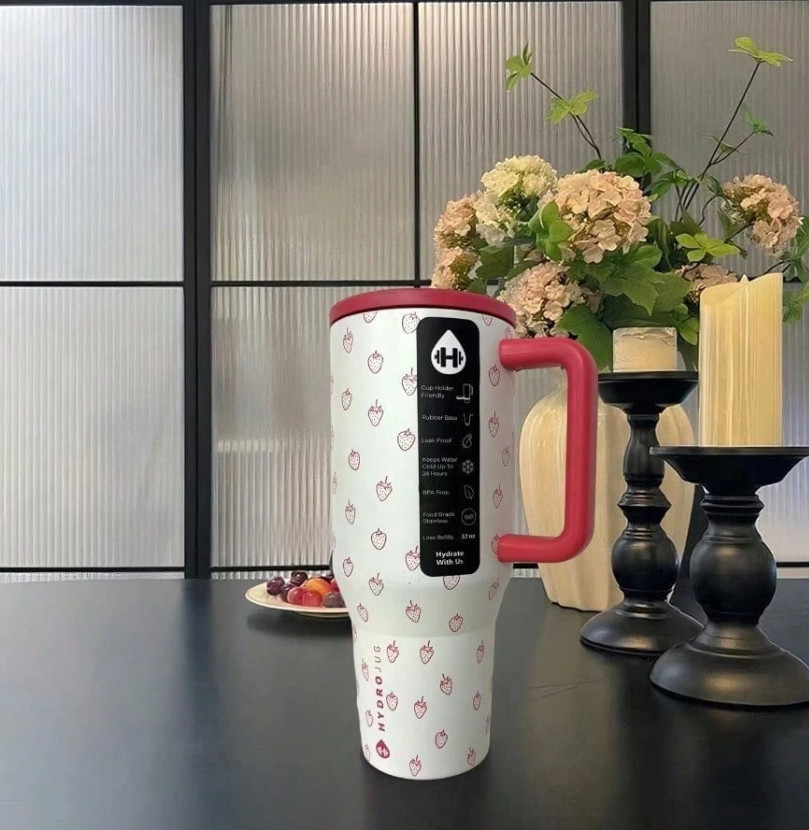 With Handle & Flip Straw -fits In Cup Holde