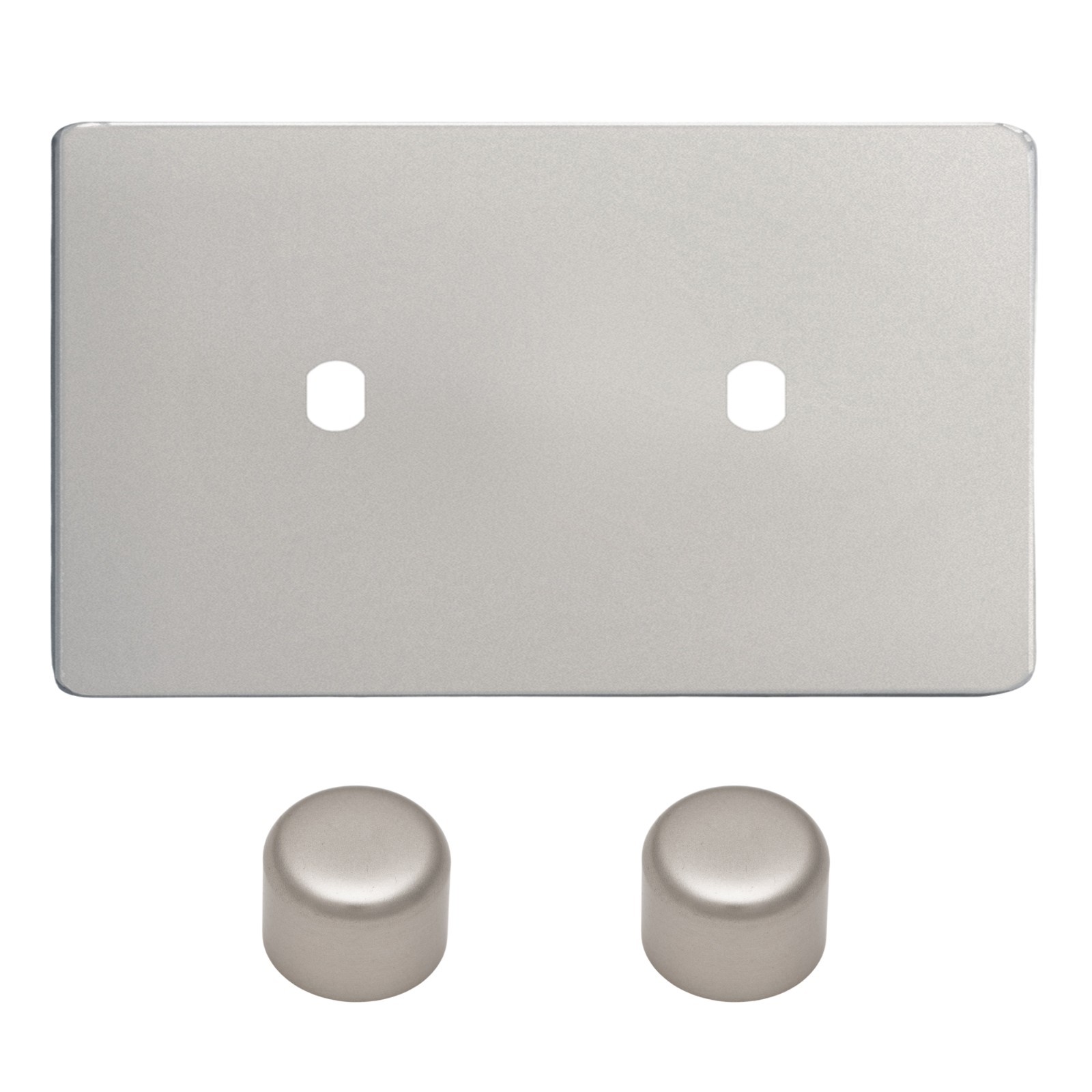Varilight WDND2S Screwless Satin Chrome Matrix 2 Gang Dimmer Kit Twin Plate