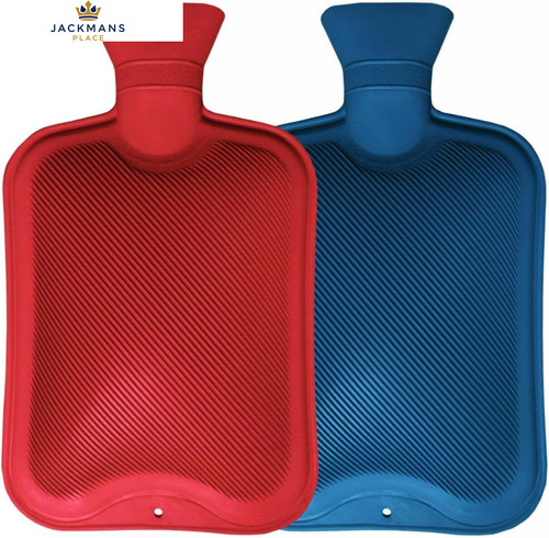 Pack of 2 Hot Water Bottles Natural Rubber Large Bottle 2L
