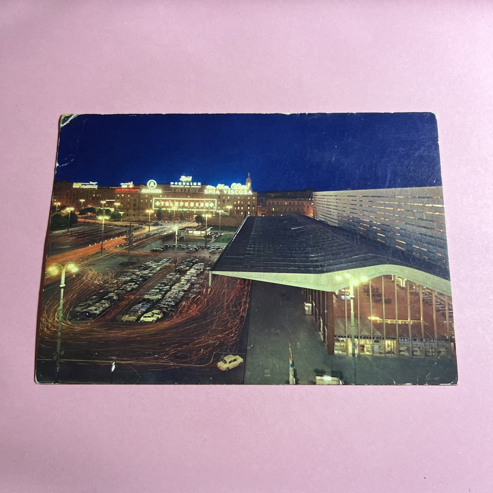 CARTOLINA A COLORI COLLEZIONE - ROMA STAZIONE TERMINI -VIAGGIATA 1970