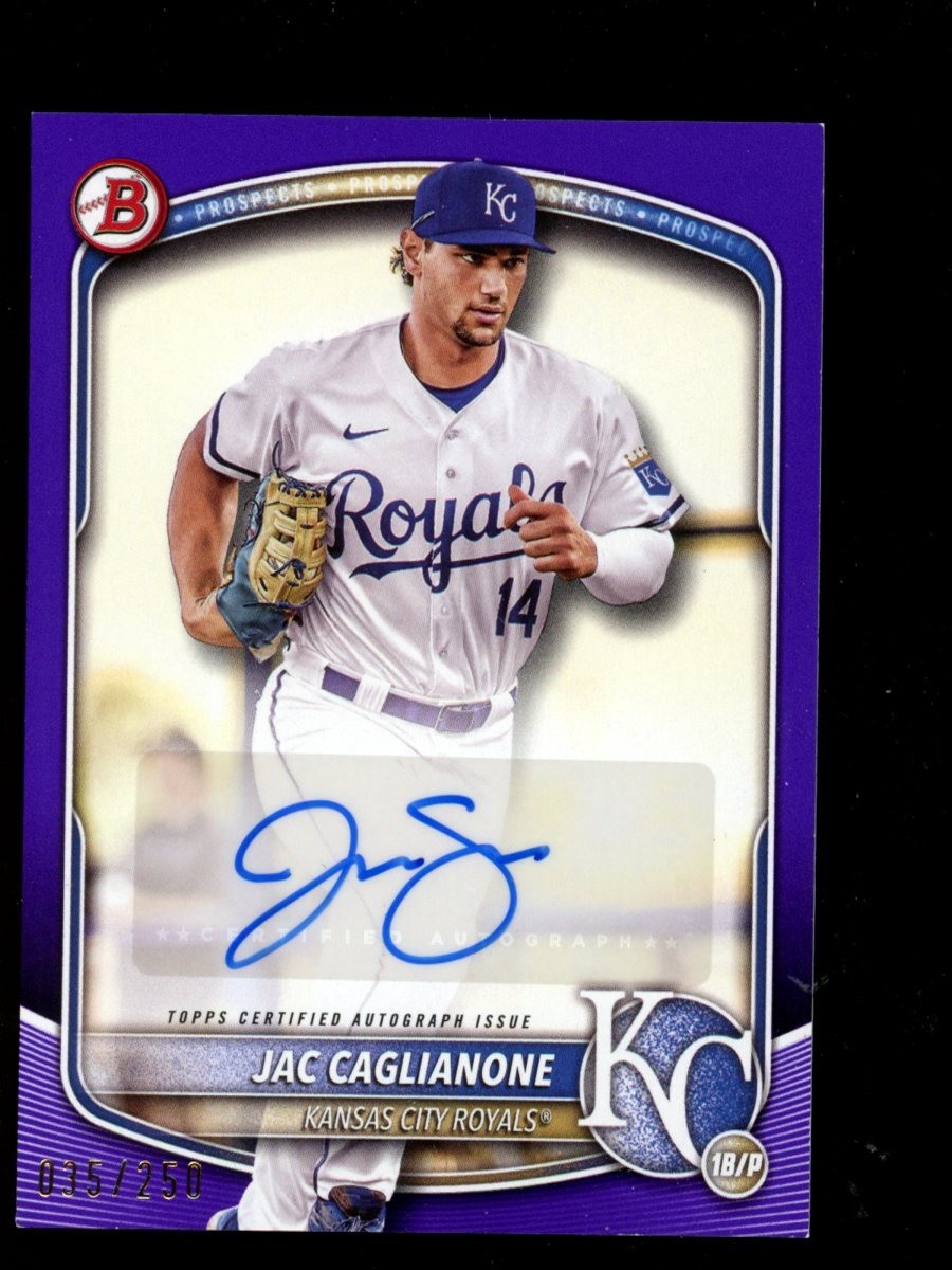 Jac Caglianone 2025 Bowman Paper Prospect Purple Auto /250 #BPA-JC Royals