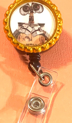 Id badge holder retractable alligator clip Disney Wall-E