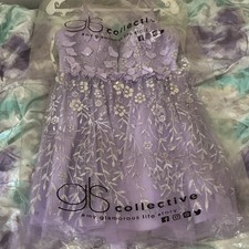 Elizabeth K by GLS Collective Purple Embellished Formal Flower Girl Dress Size S