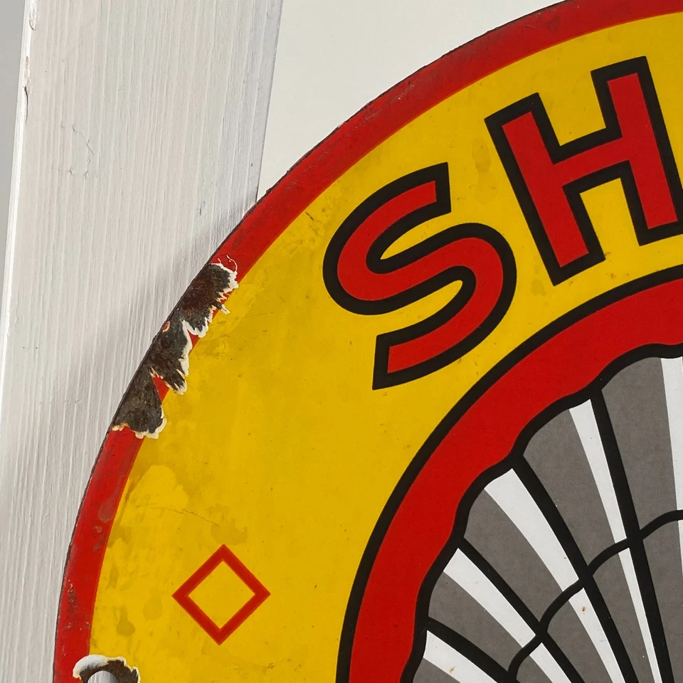 Shell Enamel Sign - Ø 30cm (11.8") - Retro Vintage Unique Gasoline Metal Signage - Image 3 of 4