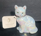 Vintage Fenton February Iridescent Calendar Cat Figurine Cat Lovers Signed Solid