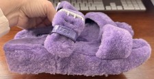 New Ugg Fuzz Yeah Purple Shearling Sheepskin Slipper Sandals Slides Women 9