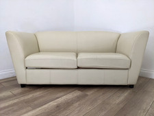 SOFABED 2 Seater Cream Leather Removable Cushions Small Double Bed FREE DELIVERY