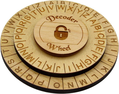 Wooden Caesar Cipher Secret Decoder Wheel - 4.4'' Escape Room Prop, Spy & Detecti