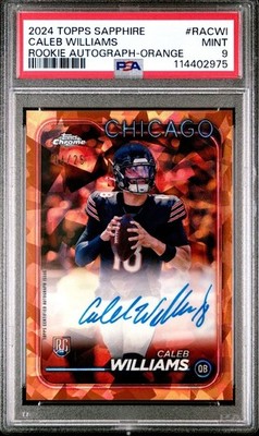 2024 Topps Chrome Sapphire Autographs Caleb Williams #RA-CWI Orange /25 PSA 9