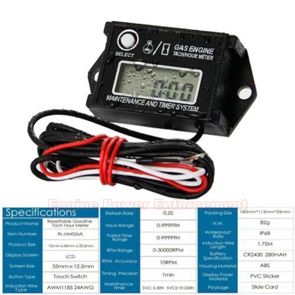Waterproof Digital Tachometer Counter Hour Meter F... – Vicedeal