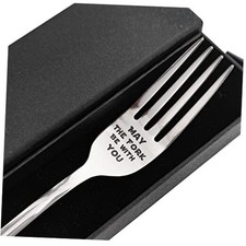 Laser Engraved Stainless Steel Fork with Gift Box, May The Fork Be With You