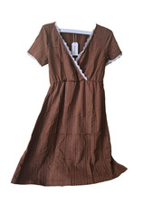 Women's Nursing Dresses V Neck Ribbed Knit Summer Midi Maternity Breastfeeding L