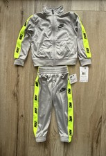 NIKE Boys 2 Piece Set Jacket Pants Size 2 Gray w/Lime Green NEW w/Tags