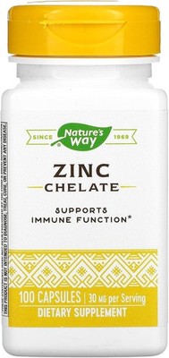 New Nature's Way Zinc Chelate - Supports Immune Function  100 Capsules 30mg each