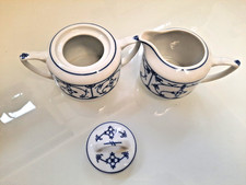 Zuckerdose und Milchkännchen indisch blau, Strohblume, Jäger Eisenberg