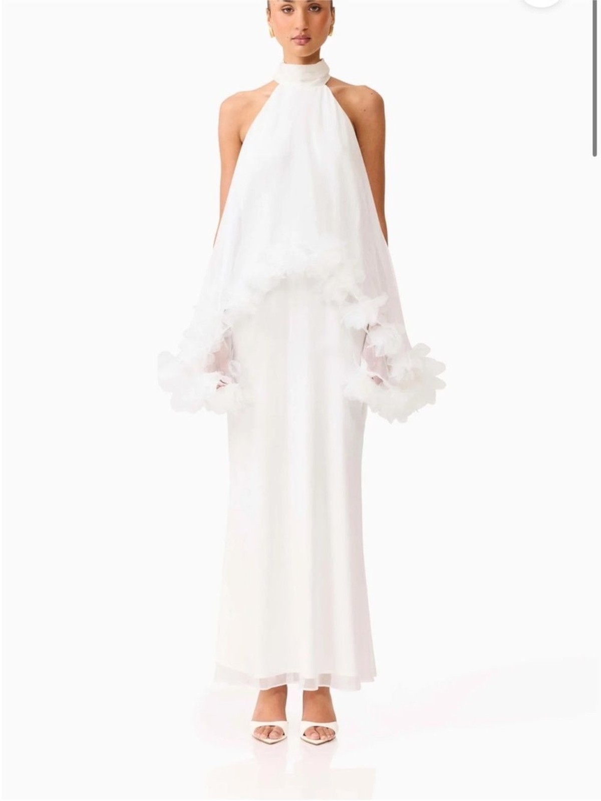 ELLIATT Poppy Cape Gown Tiered Dress in White image 2