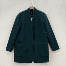 Express Coat Womens Small Green Collarless Longline Patch Pocket Lined Career