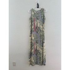Tommy Bahama Maxi Dress Tropical Palm Silk Sleeveless Slit Resortwear Summer S