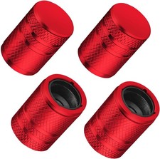 Tire Valve Stem Caps - 4 Pack Premium Metal Air Caps with Plastic Liner, Durab