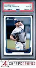 2012 BOWMAN #151 CLAYTON KERSHAW DODGERS PSA 10