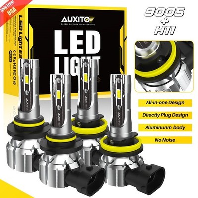 9005 H11 Combo LED Headlight Bulbs Kit High Low Beam Fog Light 6000K Cool White