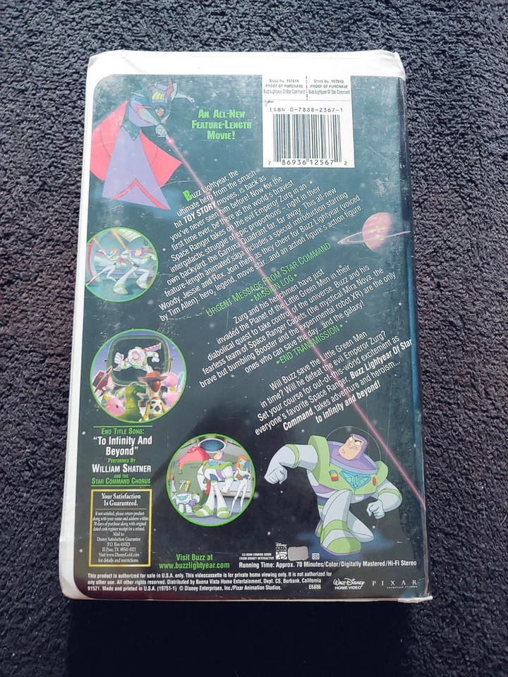 Disney Pixar- BUZZ LIGHTYEAR of Star Command- The Adventure Begins -VHS - TESTED - Image 2 of 4