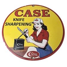 Vintage Case xx Knives Sign - Porcelain Service Station Store Advertisement Sign