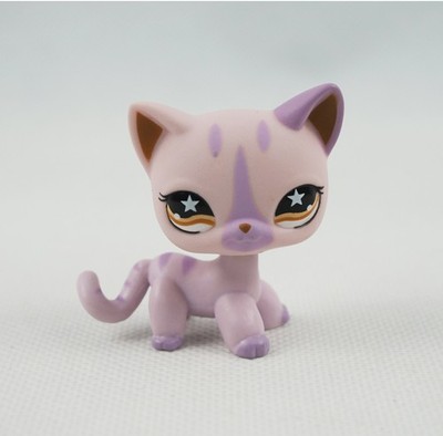 Mini Pet Shop Toys Orange Eyes Girls Short Hair Cat #933 Pink & Purple Rare LPS