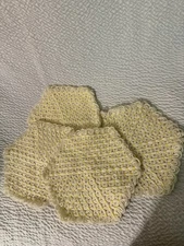 Vintage Floral Set Of 4 Placemats Yellow Flower MCM 70s Boho